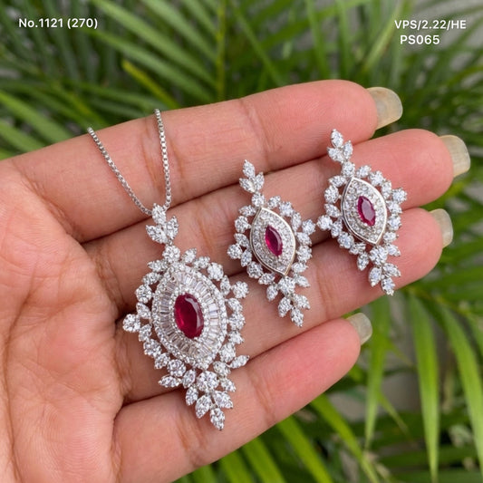 Royal scarlet silver pendant set for women