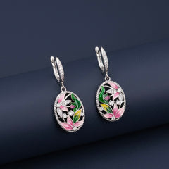 Bloom drizzle silver earrings