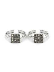 Glitter wave silver toerings for women