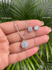 Frozen glow silver pendant set for women