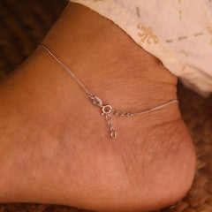 Silver Teardrop Charm Anklet