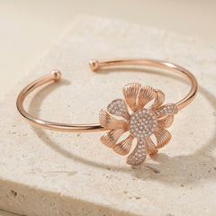 Floral heritage silver kada for women