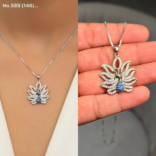 Pride of peacock silver chain pendant