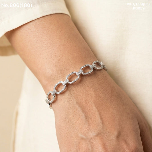 Chain luxe silver kada for women