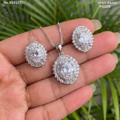 Elara shine silver pendant set for women