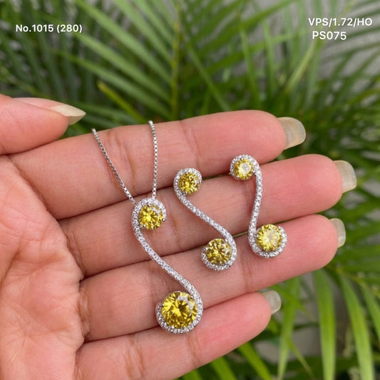 Golden shine silver pendant set for women