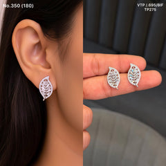 Leaves shine silver stud