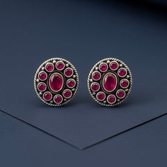 Royal pink stone silver stud