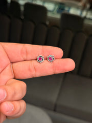 Violet rosebud silver stud