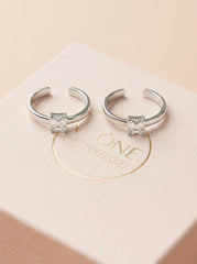 Crystal aura silver toerings