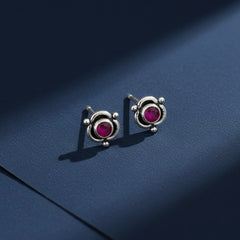 Violet rosebud silver stud