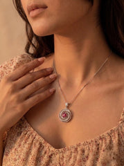 Crimson beauty silver pendant set for women