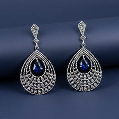 Neelam silver earrings