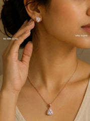 Infinite diamond silver pendant set for women