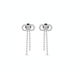 Bow charm silver earrings