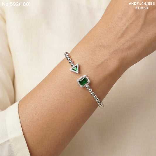 Jade glow silver kada for women