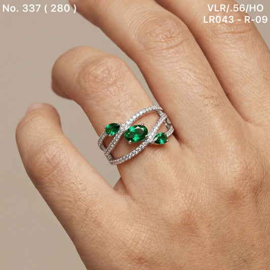 Green radiance silver ring for women