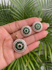 Green grace silver pendant set for women