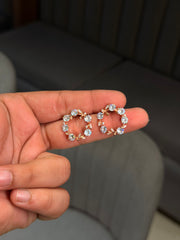 Crystal petal round silver stud