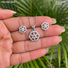 Floral mystic silver pendant set for women