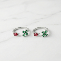 Rangoli bloom silver toerings for women