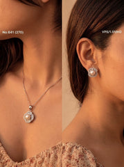 Pure pearl silver pendant set for women