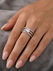 Layer spark silver ring for women