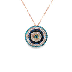 Rainbow orbit silver chain pendant