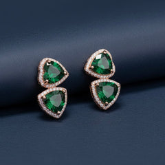 Green duo heart silver stud