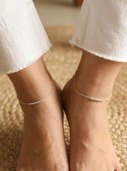 Sleek beads silver Payal for women