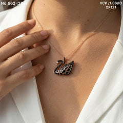 Lunar swan silver chain pendant for women