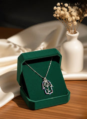 Eternal lotus Hamsa silver chain pendant