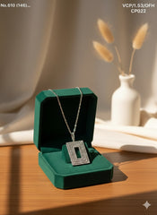 Diamond Edge Rect silver chain Pendant