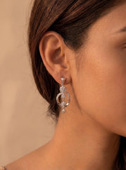 Diamond bloom silver pendant set for women