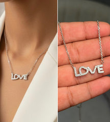 Love charm silver chain pendant