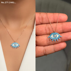 Evil eye charm silver chain pendant