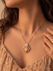 Bloom petals silver pendant set for women