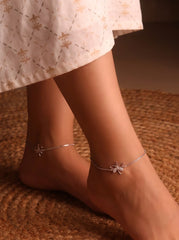 Butterfly petal silver Payal for women