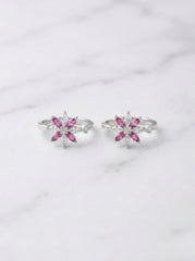 Glitter petal silver toerings for women