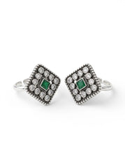 Avira oxidised silver toerings for women