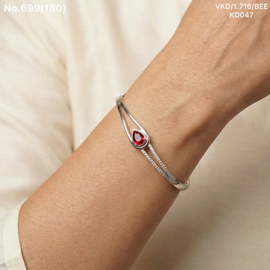 Red majesty silver kada for women