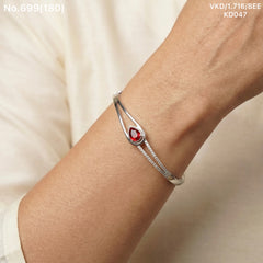 Red majesty silver kada for women