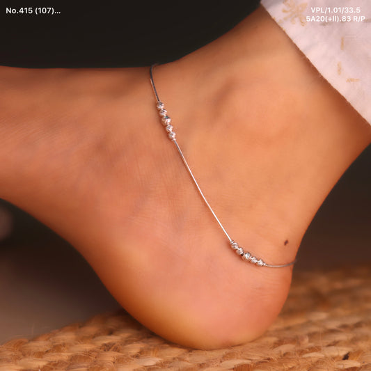 Eva Silver Beads Payal for Women