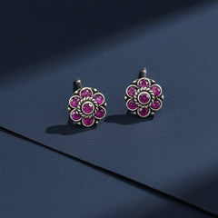 Purple bloom silver stud