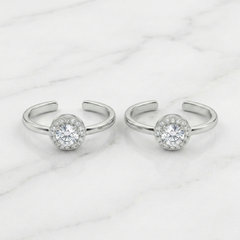 Soft white spark silver toerings for women