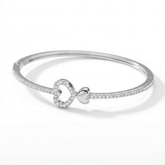 Heart bloom silver kada for women