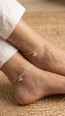 Hanging ghungaroo sleek silver Payal for women