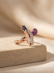 Pink glow silver rings for women