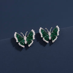 Evergreen butterfly silver stud