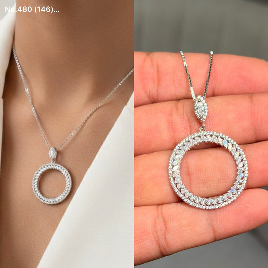 Celestial Circle silver chain pendant